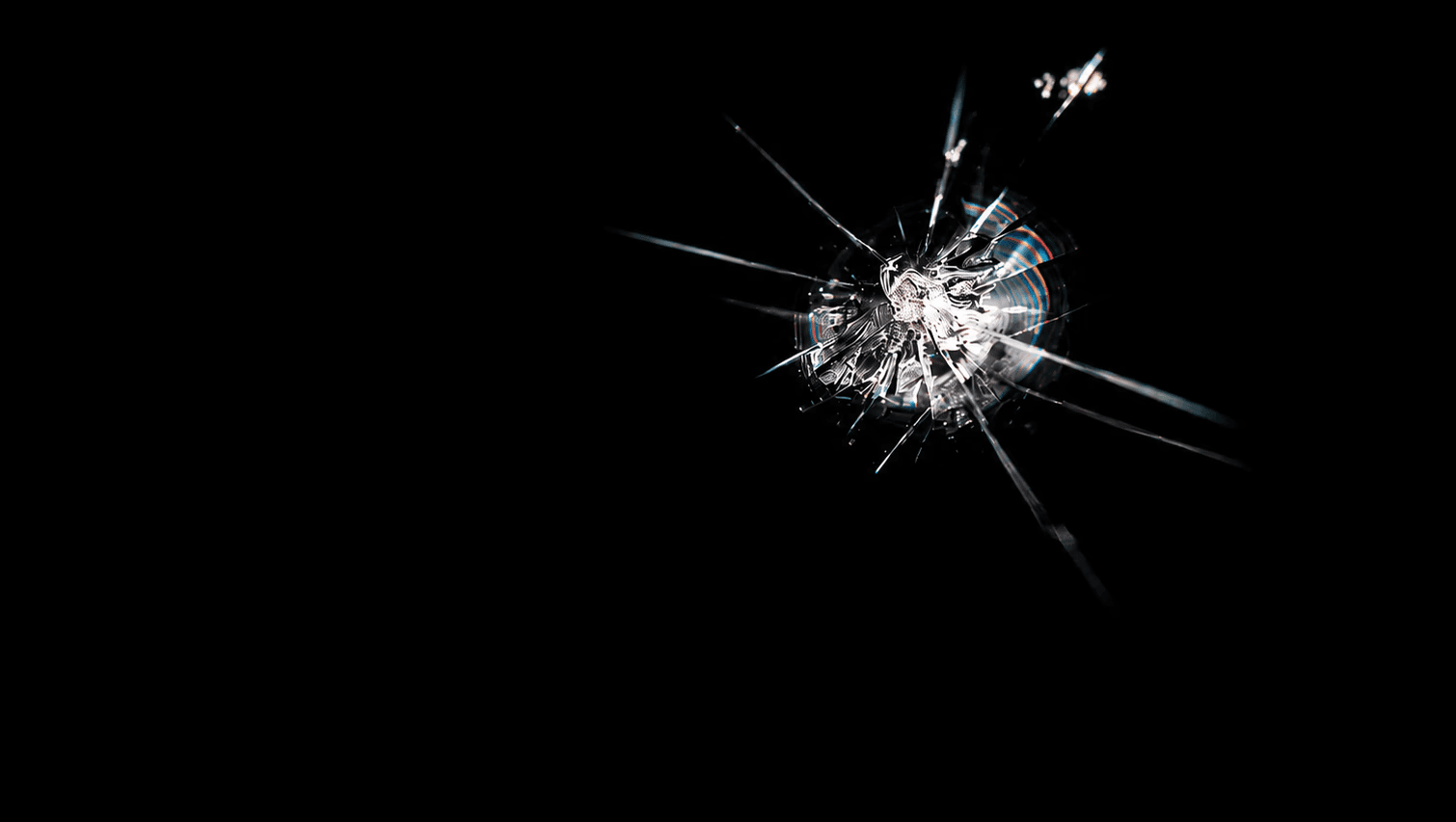 Close-up of a rock chip impact on glass